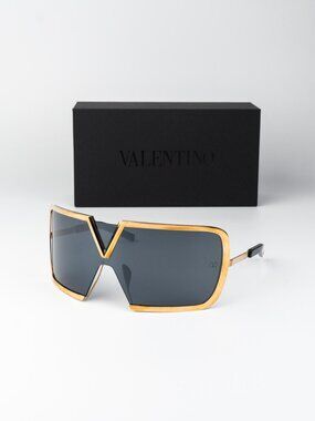 Valentino Women Sunglasses Titanium Gold Grey Mask V-ROMASK VLS-120A 146